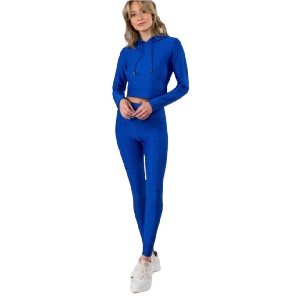 New Mix Royal Blue Cropped Hoodie And Matching Pants
